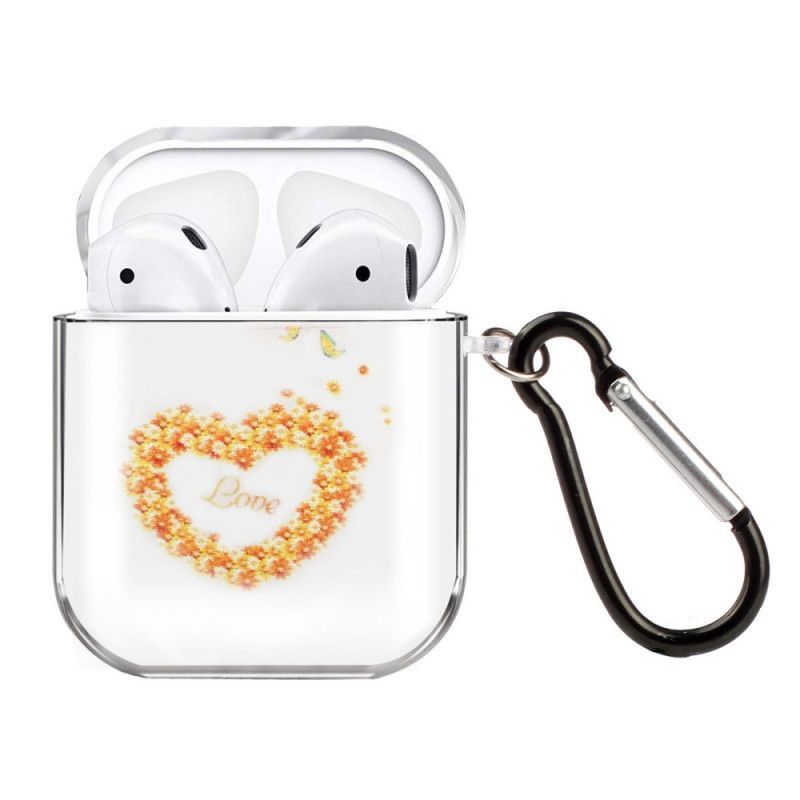 Κάλυμμα Για AirPods Ροζ Διαφανής Σιλικόνη Σειράς Καρδιάς