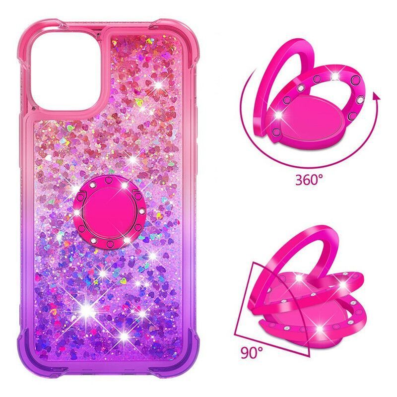 Κάλυμμα Για iPhone 13 Mini Γαλάζιο Glitter Ring-Stand