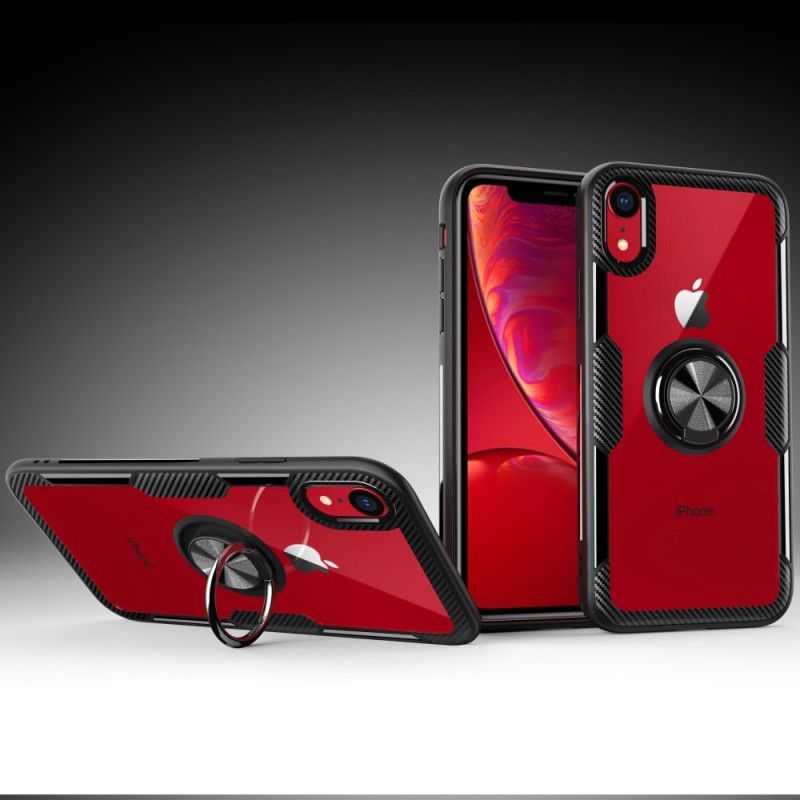 Κάλυμμα Για iPhone XR Μαύρο Δακτυλιοειδής Βάση Από Σκληρυμένο Γυαλί