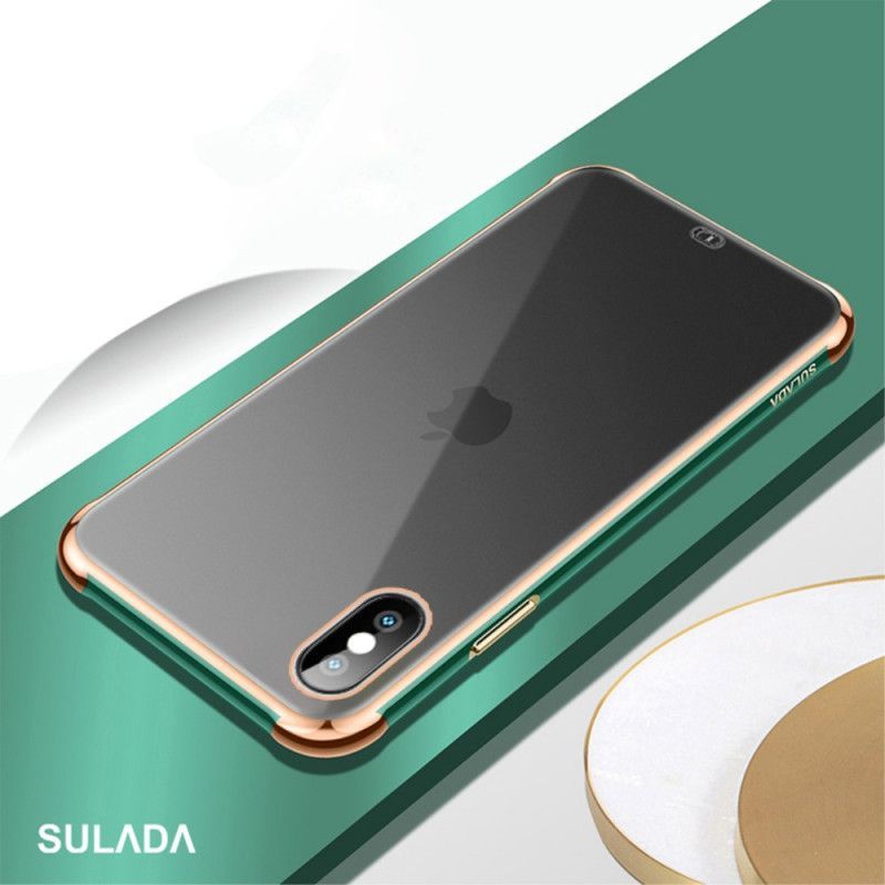 Κάλυμμα Για iPhone XS Max Μαύρο Διάφανη Σουλάδα Και Μεταλλικό Εφέ