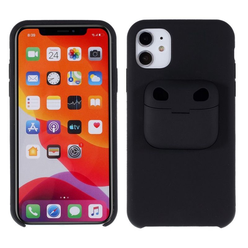 Κάλυμμα iPhone 11 Μαύρο / Airpods Pro Silicone 2-In-1 σιλικόνης