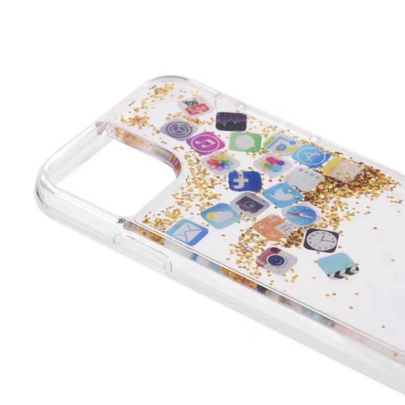 Κάλυμμα iPhone 11 Pro Ασήμι Glitter Εικονίδια Εφαρμογής