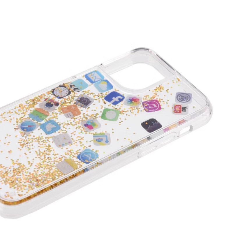 Κάλυμμα iPhone 11 Pro Ασήμι Glitter Εικονίδια Εφαρμογής