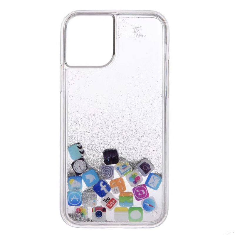 Κάλυμμα iPhone 11 Pro Ασήμι Glitter Εικονίδια Εφαρμογής