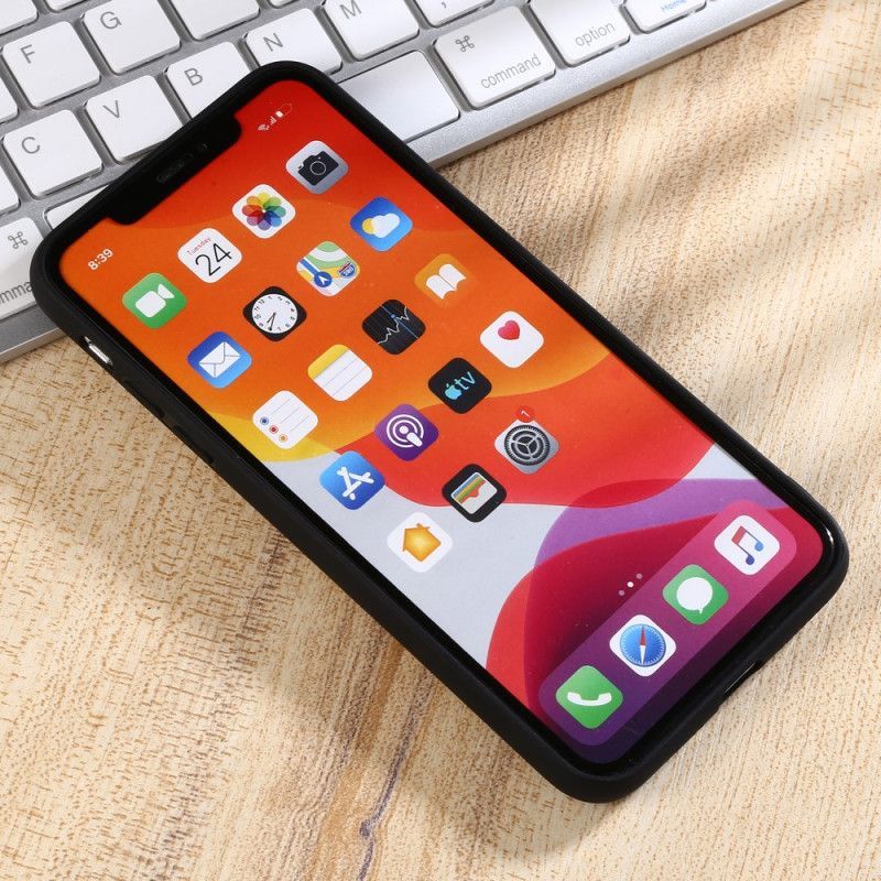 Κάλυμμα iPhone 11 Pro Μαύρο Απομίμηση Δέρματος Και Πριτσίνια σιλικόνης