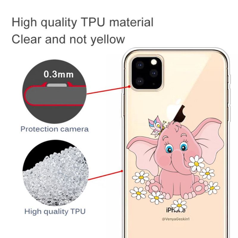 Κάλυμμα iPhone 11 Pro Max Διαφανής Ροζ Ελέφαντας Πρωτότυπος