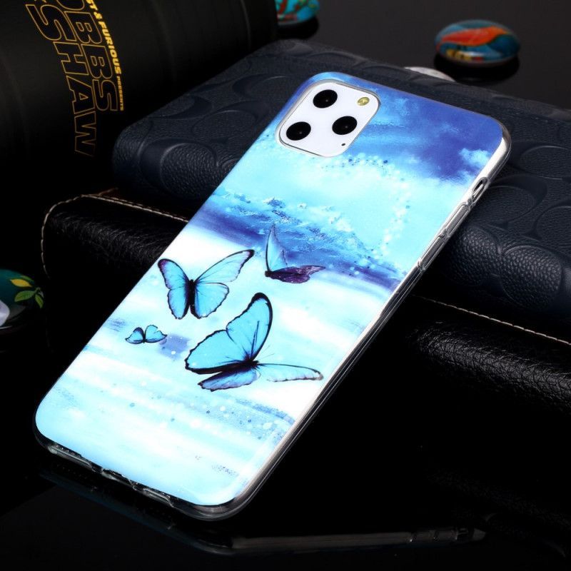 Κάλυμμα iPhone 11 Pro Max Φθορίζουσες Πεταλούδες σιλικόνης