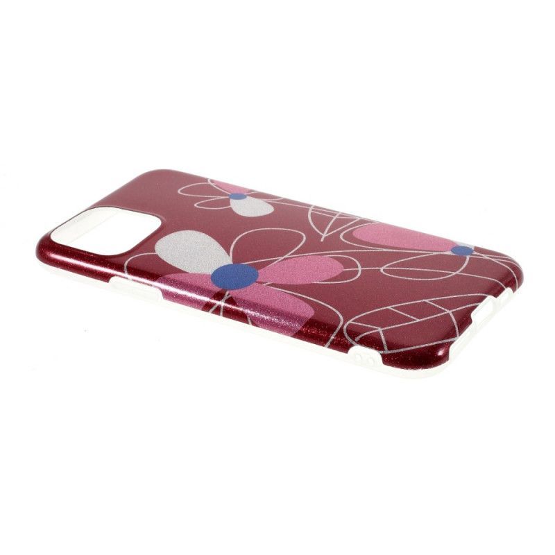 Κάλυμμα iPhone 11 Pro Max Κόκκινο Floral Πούλιες σιλικόνης