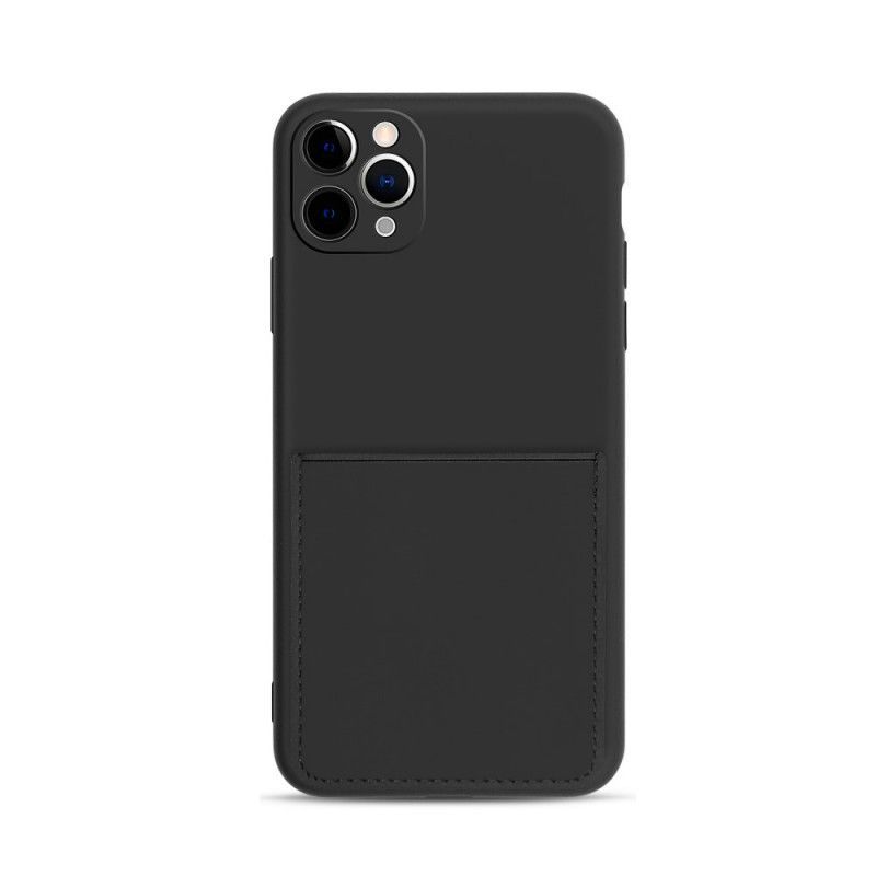 Κάλυμμα iPhone 11 Pro Max Μαύρο Θήκη Καρτών Σιλικόνης Και Απομίμησης Δέρματος