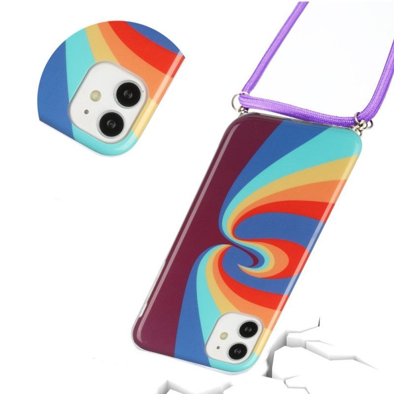 Κάλυμμα iPhone 12 / 12 Pro Κόκκινο Rainbow Corded