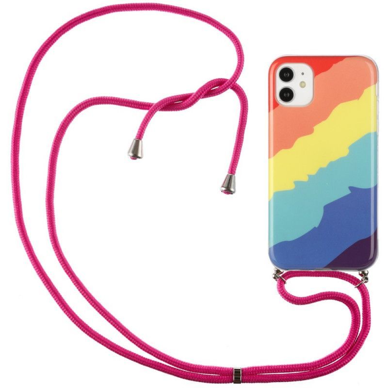 Κάλυμμα iPhone 12 / 12 Pro Κόκκινο Rainbow Corded