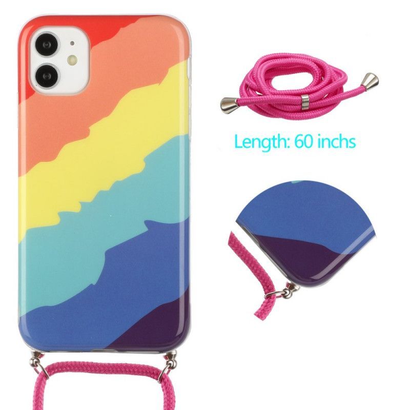 Κάλυμμα iPhone 12 / 12 Pro Κόκκινο Rainbow Corded