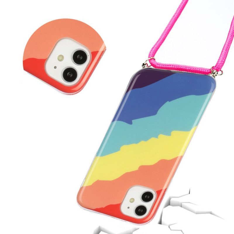 Κάλυμμα iPhone 12 / 12 Pro Κόκκινο Rainbow Corded