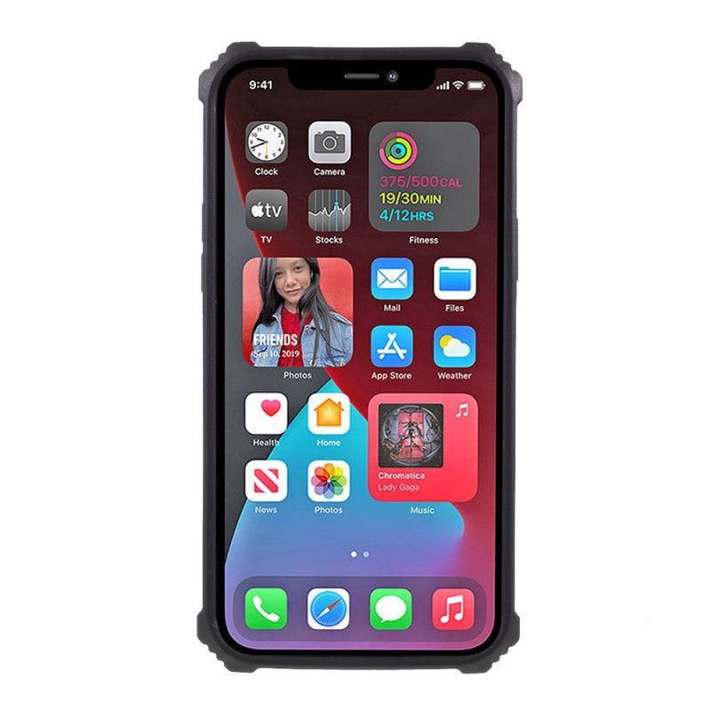 Κάλυμμα iPhone 12 / 12 Pro Μαύρο Αφαιρούμενο Στήριγμα Καμουφλάζ σιλικόνης