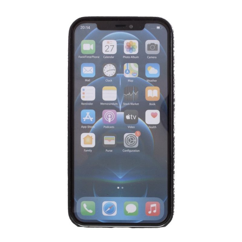 Κάλυμμα iPhone 12 / 12 Pro Μαύρο Εφέ Δέρματος Φιδιού