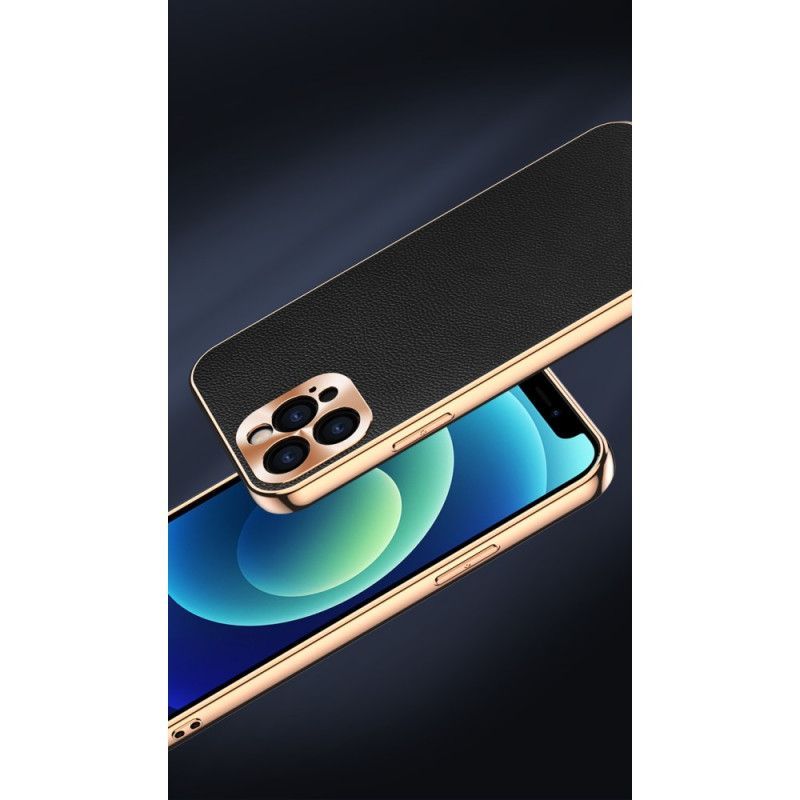 Κάλυμμα iPhone 12 / 12 Pro Μαύρο Προστασία Μονάδας Φωτογραφιών Από Γνήσιο Δέρμα