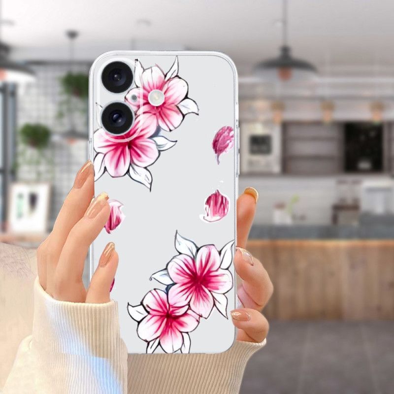 Κάλυμμα iPhone 16 Διαφανές Άκρο Cherry Blossom