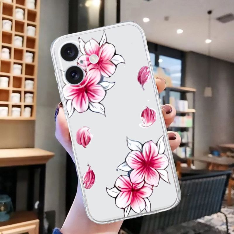 Κάλυμμα iPhone 16 Διαφανές Άκρο Cherry Blossom