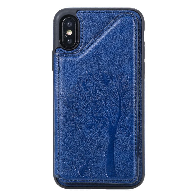 Κάλυμμα iPhone X Navy Blue Θήκη Καρτών Βάσης Εκτύπωσης Γάτας Πρωτότυπος