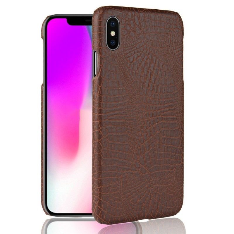 Κάλυμμα iPhone XS Max Μαύρο Εφέ Δέρματος Κροκόδειλου