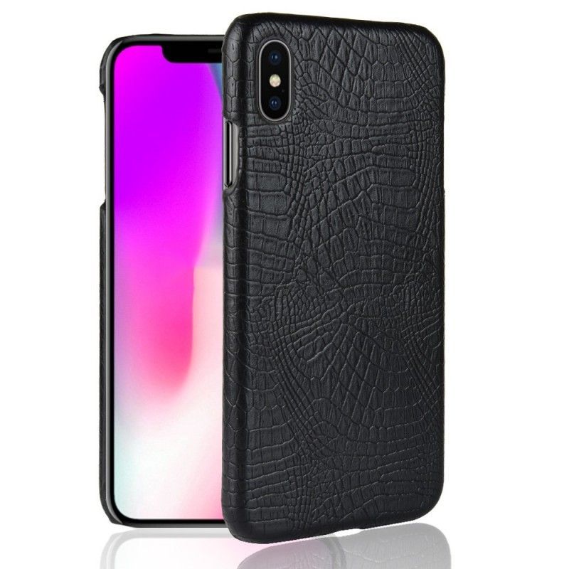 Κάλυμμα iPhone XS Max Μαύρο Εφέ Δέρματος Κροκόδειλου