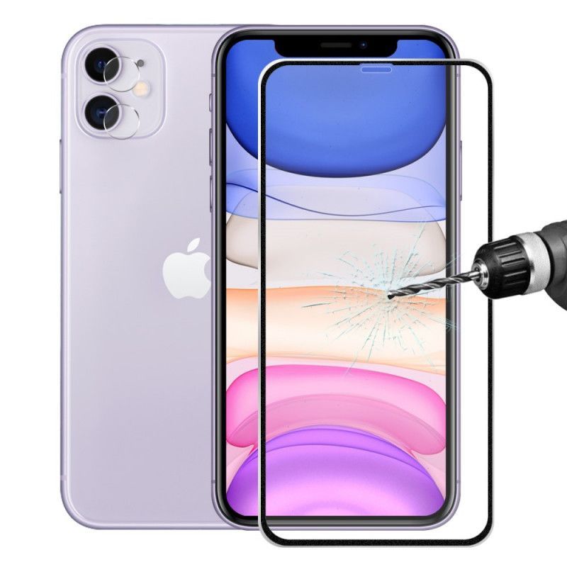 Κιτ Σκληρυμένου Γυαλιού Για Οθόνη Και Φακό iPhone XR Μαύρο Hat Prince