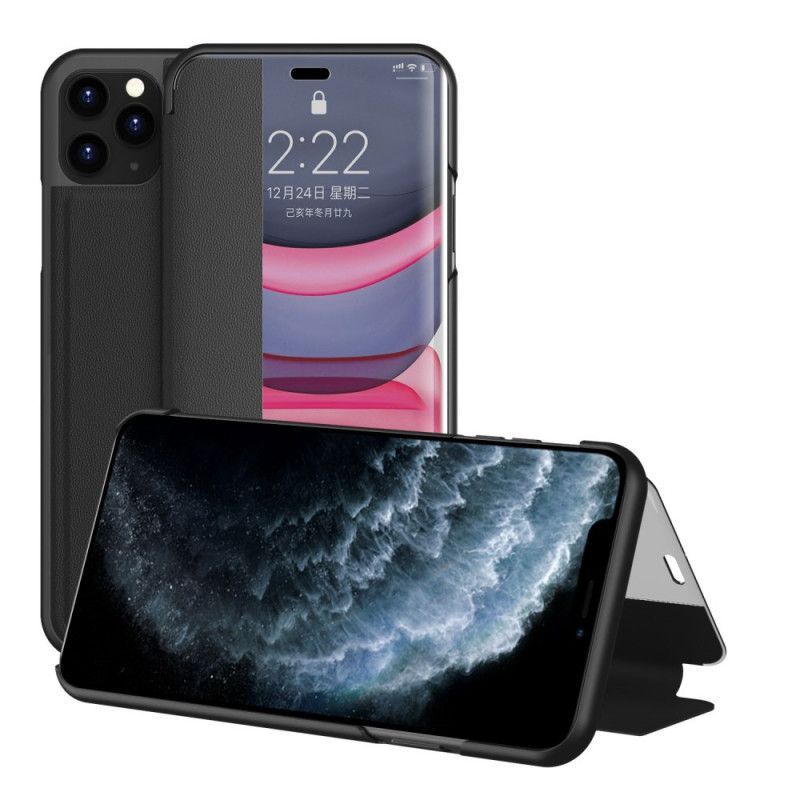 Προβολή Εξωφύλλου iPhone 11 Pro Μαύρο Με Υφή Δέρματος