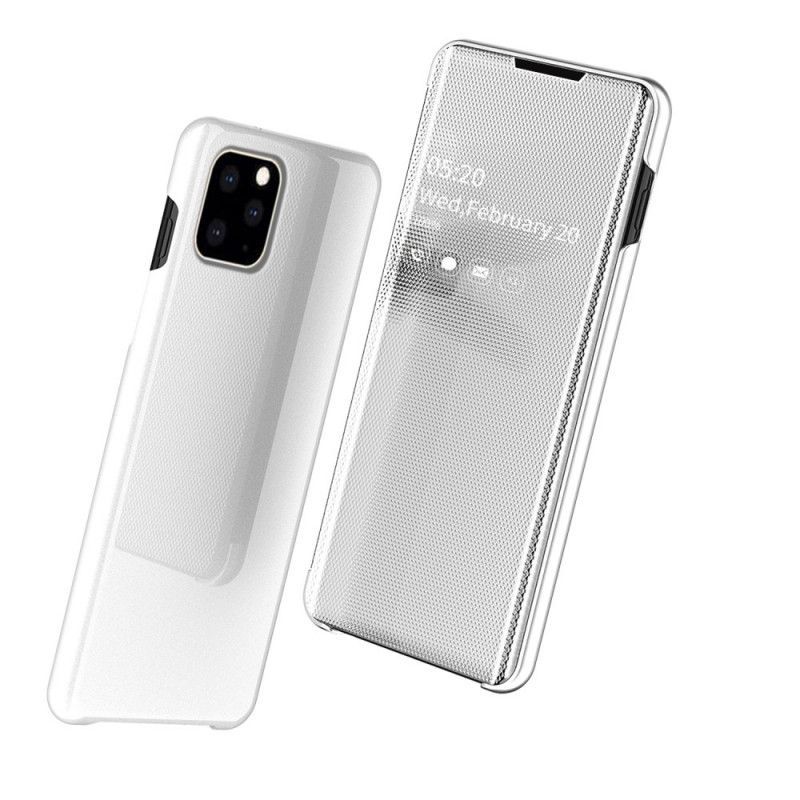 Προβολή Εξωφύλλου iPhone 11 Pro Max Μαύρο Καθρέφτη Και Ψεύτικο Δέρμα