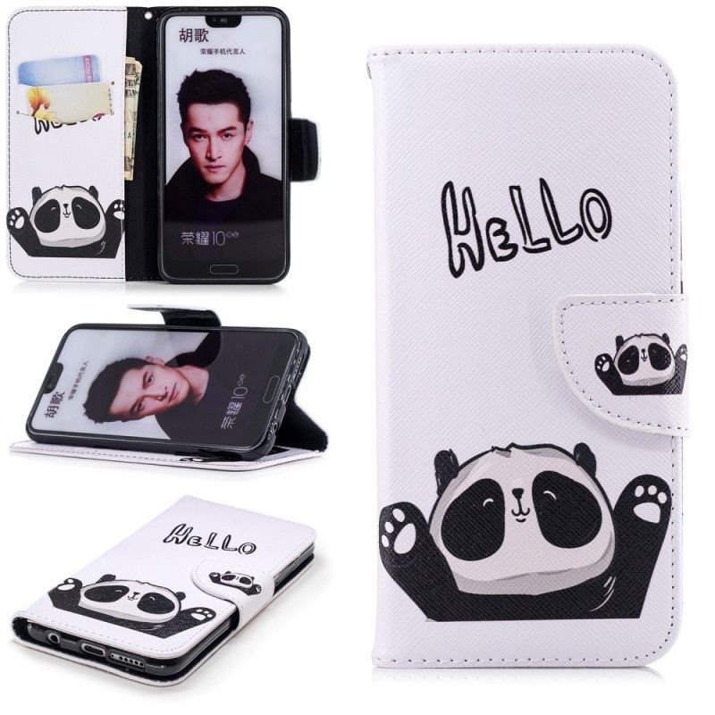 δερματινη Κάλυμμα Για Honor 10 Panda Print Hello