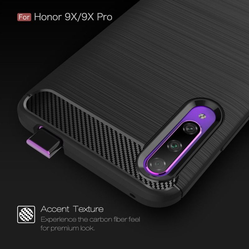 Κάλυμμα Honor 9X Pro Μαύρο Βουρτσισμένη Ίνα Άνθρακα