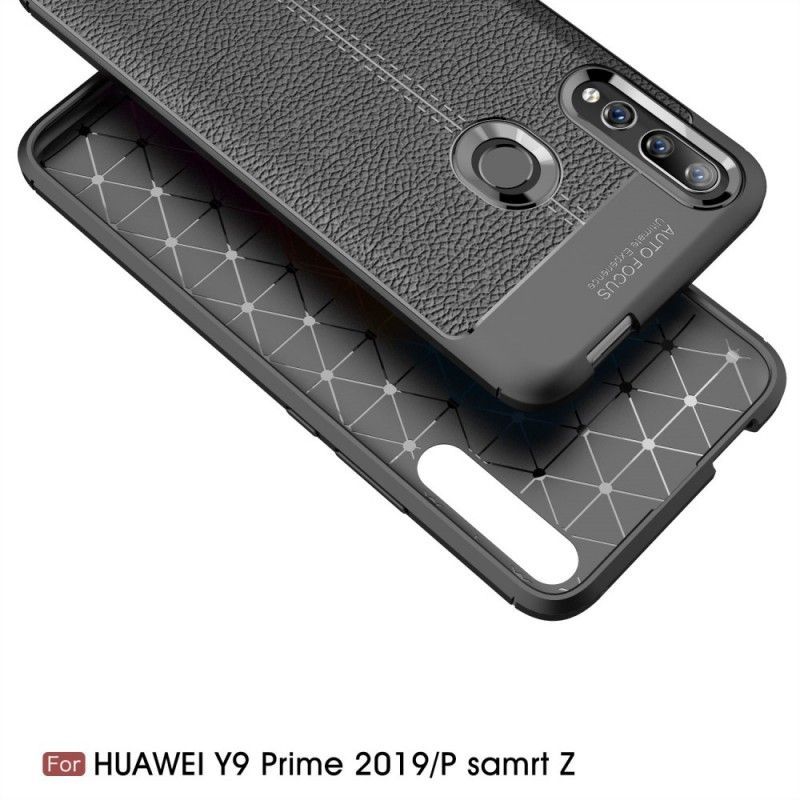 Θήκη Για Huawei P Smart Z / Honor 9X Μαύρο Εφέ Δέρματος Λίτσι Διπλής Γραμμής