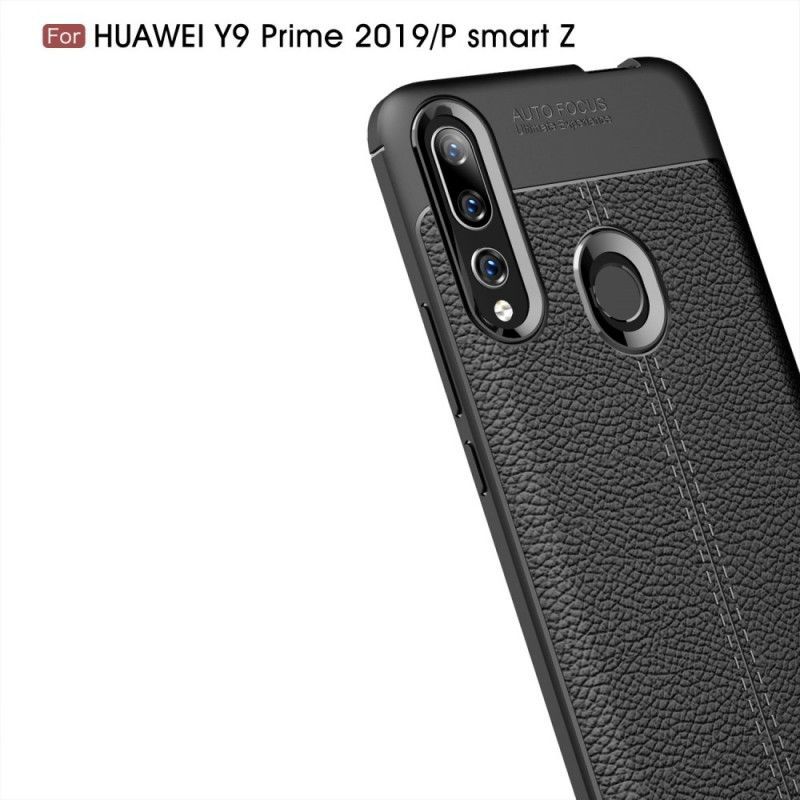 Θήκη Για Huawei P Smart Z / Honor 9X Μαύρο Εφέ Δέρματος Λίτσι Διπλής Γραμμής