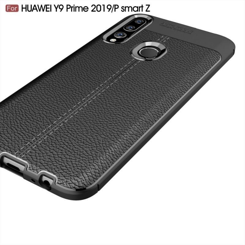 Θήκη Για Huawei P Smart Z / Honor 9X Μαύρο Εφέ Δέρματος Λίτσι Διπλής Γραμμής