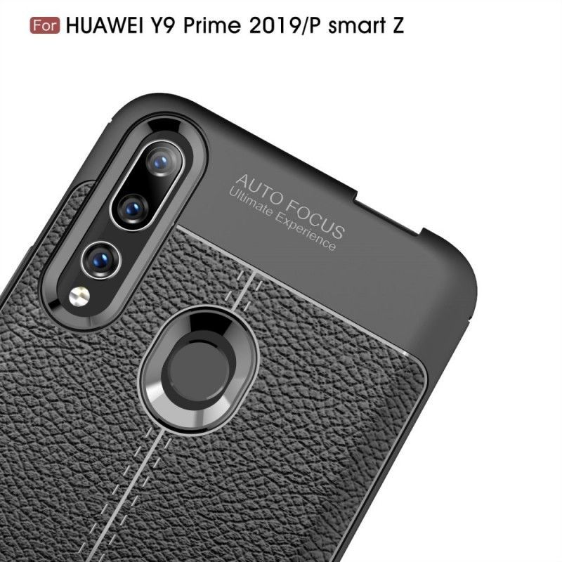 Θήκη Για Huawei P Smart Z / Honor 9X Μαύρο Εφέ Δέρματος Λίτσι Διπλής Γραμμής