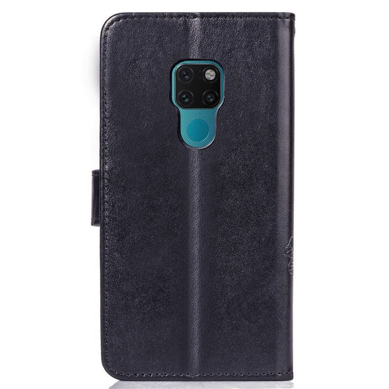 δερματινη Κάλυμμα Για Huawei Mate 20 Μαύρο Floral Print Καπέλο Πρίγκιπας