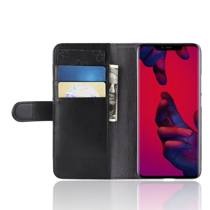 δερματινη Κάλυμμα Huawei Mate 20 Pro Μαύρο Σπαστό Δέρμα