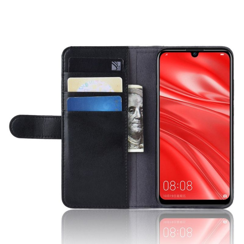 δερματινη Κάλυμμα Huawei P Smart Plus 2019 Μαύρο Γνήσιο Δέρμα