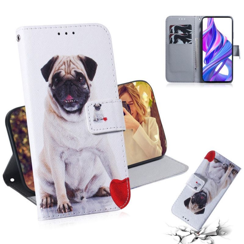 δερματινη Κάλυμμα Huawei P Smart Pro / Τιμή 9X Pro Pug Dog Πρωτότυπος