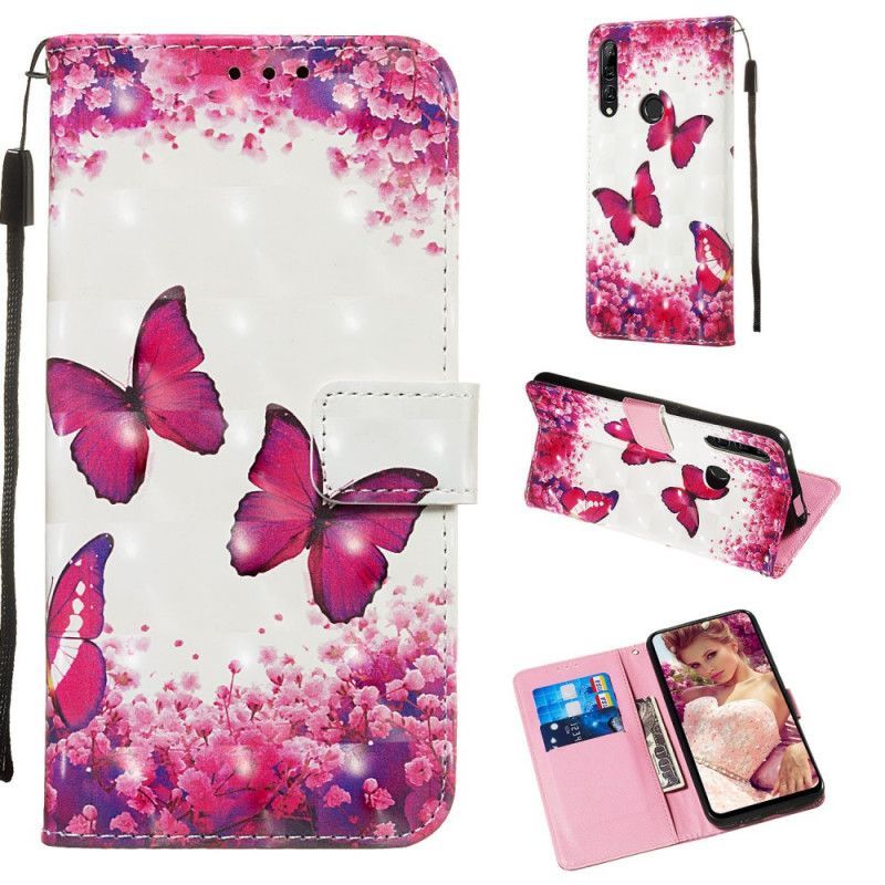 δερματινη Κάλυμμα Huawei P Smart Z / Τιμή 9X Red Thong Butterflies