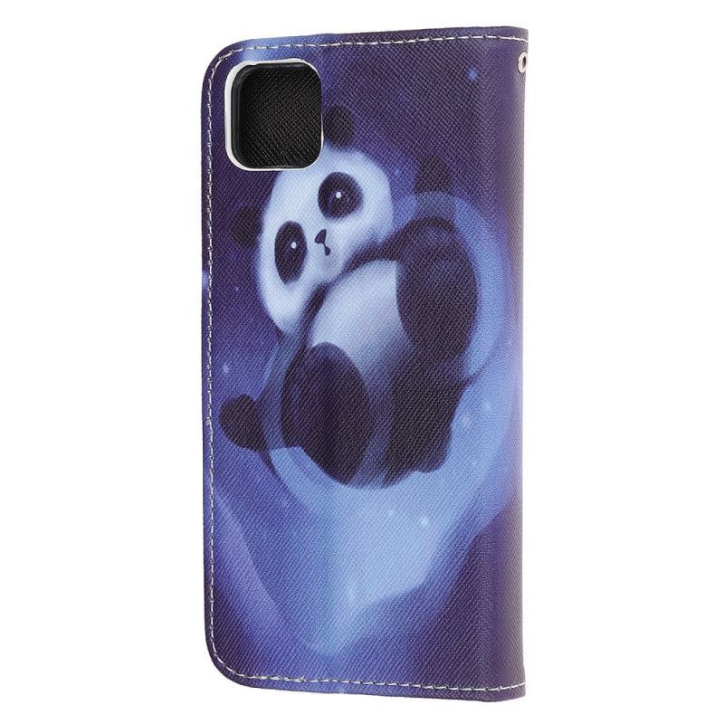 δερματινη Κάλυμμα Huawei Y5p Χώρος Panda Με Λουράκι