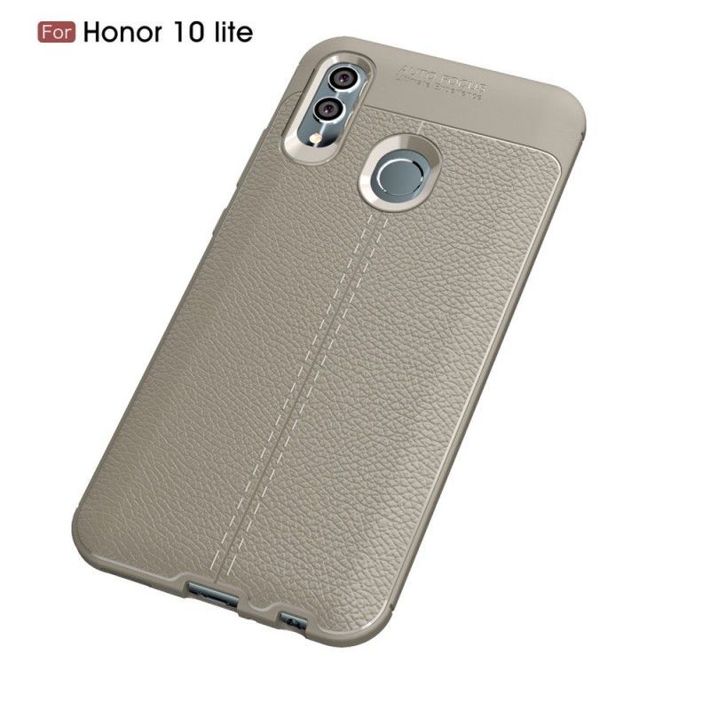 Honor 10 Lite Shell / Huawei P Smart 2019 Μαύρο Double Line Leather Leather Effect