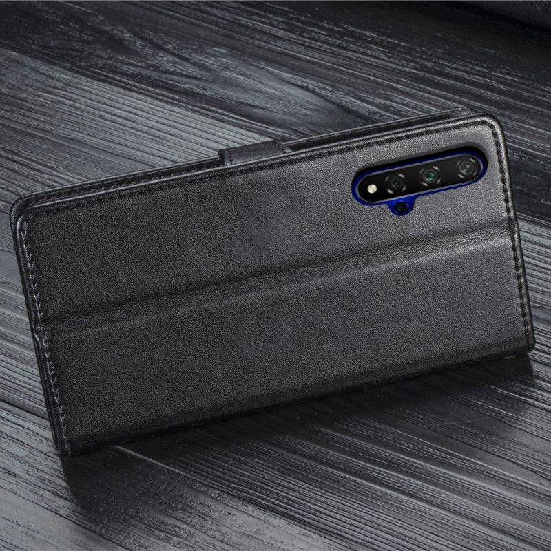 Honor 20 Cover / Huawei Nova 5T Μαύρο Faux Leather Και Vintage Κούμπωμα