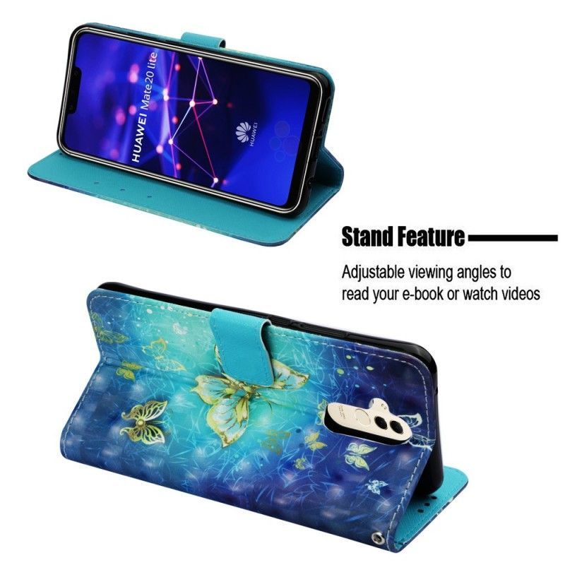 Κάλυμμα Folio Huawei Mate 20 Lite Θήκες Κινητών 3D Χρυσές Πεταλούδες