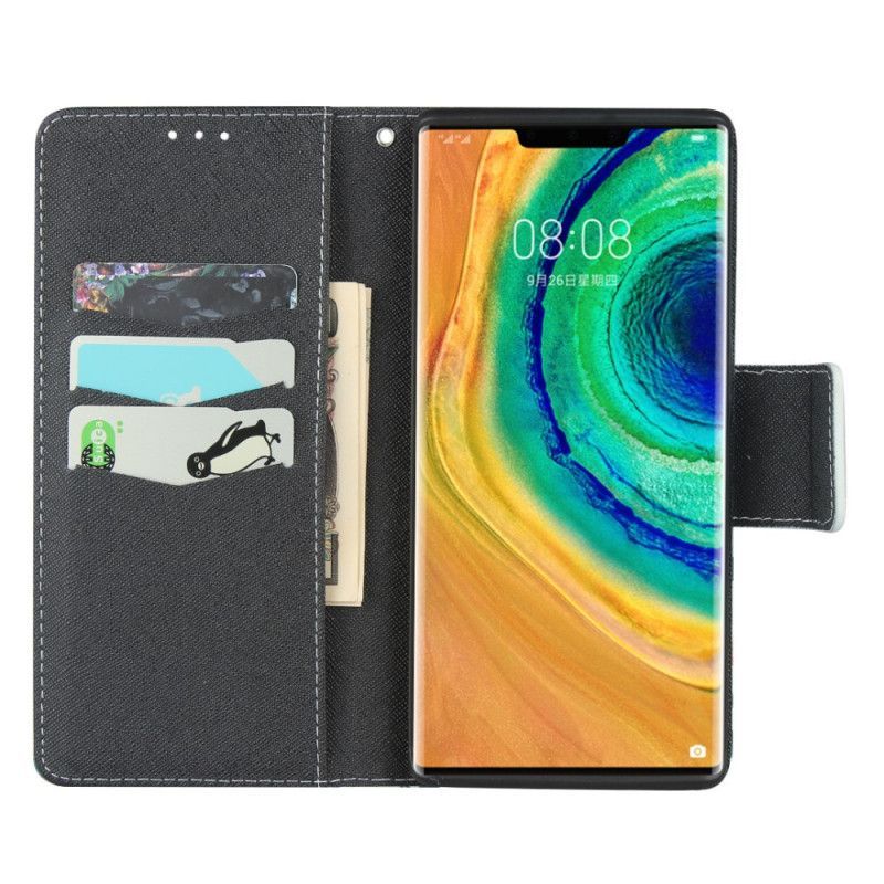 Κάλυμμα Folio Huawei Mate 30 Pro Ματζέντα Λουράκια