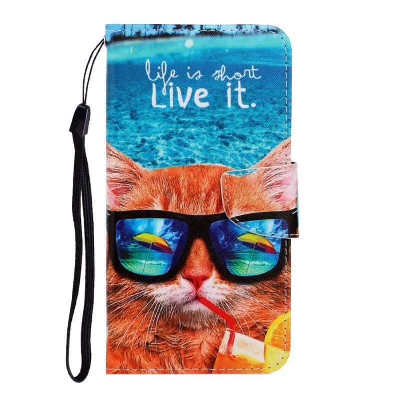 Κάλυμμα Folio Huawei P Smart 2020 Cat Live It Strappy