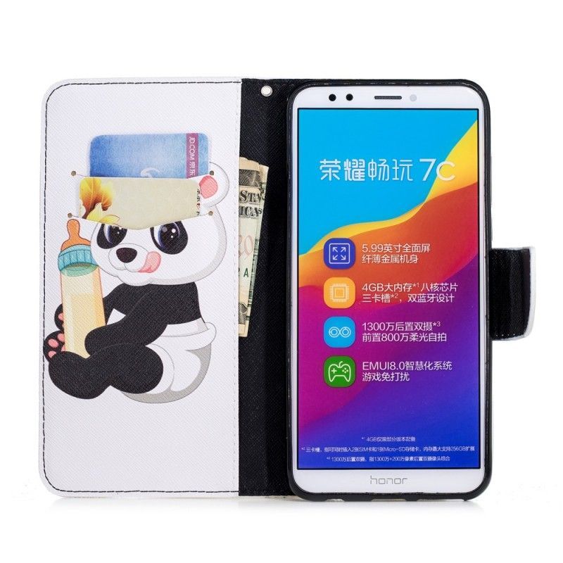 Κάλυμμα Folio Huawei Y7 2018 Θήκες Κινητών / Τιμή 7C Baby Panda