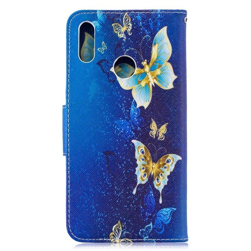 Κάλυμμα Folio Huawei Y7 2019 Ματζέντα Πεταλούδες Μέσα Στη Νύχτα