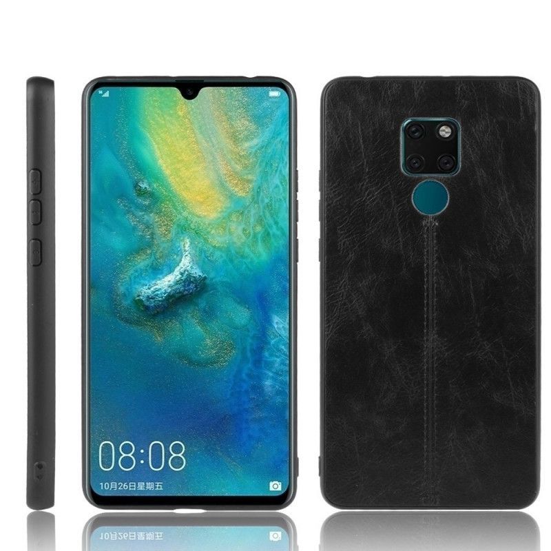 Κάλυμμα Για Huawei Mate 20 Μαύρο Δερμάτινο Εφέ Ραφής