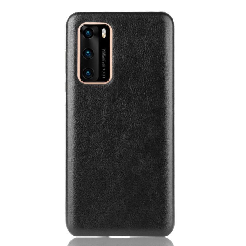 Κάλυμμα Για Huawei P40 Μαύρο Litchi Performance Leather Effect