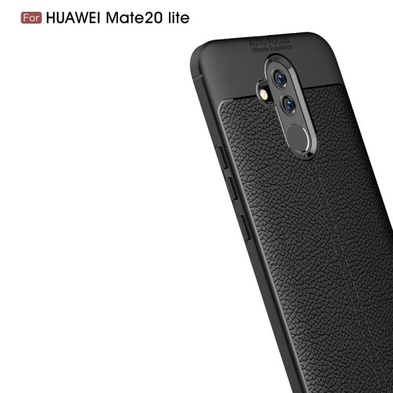 Κάλυμμα Huawei Mate 20 Lite Μαύρο Εφέ Από Δέρμα Λίτσι Διπλής Γραμμής σιλικόνης